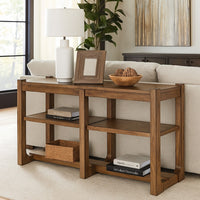Cabal Sofa Table, Open Shelf, Light Brown Wood, Rectangular 65 Inch -BM327400