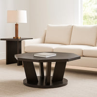 Chloe Cocktail Coffee Table, 40 Inch Octagon Espresso Brown Wood -BM327420