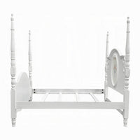 Auri Twin 4 Poster Princess Bed, Classic Arched Headboard, White Wood - BM327559