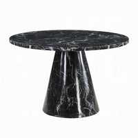 Olivia Dining Table, Pedestal Base, 48 Inch Round Black Faux Stone Top - BM327576
