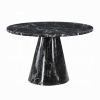 Olivia Dining Table, Pedestal Base, 48 Inch Round Black Faux Stone Top - BM327576
