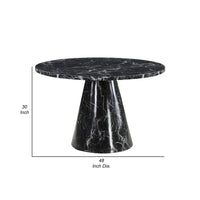 Olivia Dining Table, Pedestal Base, 48 Inch Round Black Faux Stone Top - BM327576