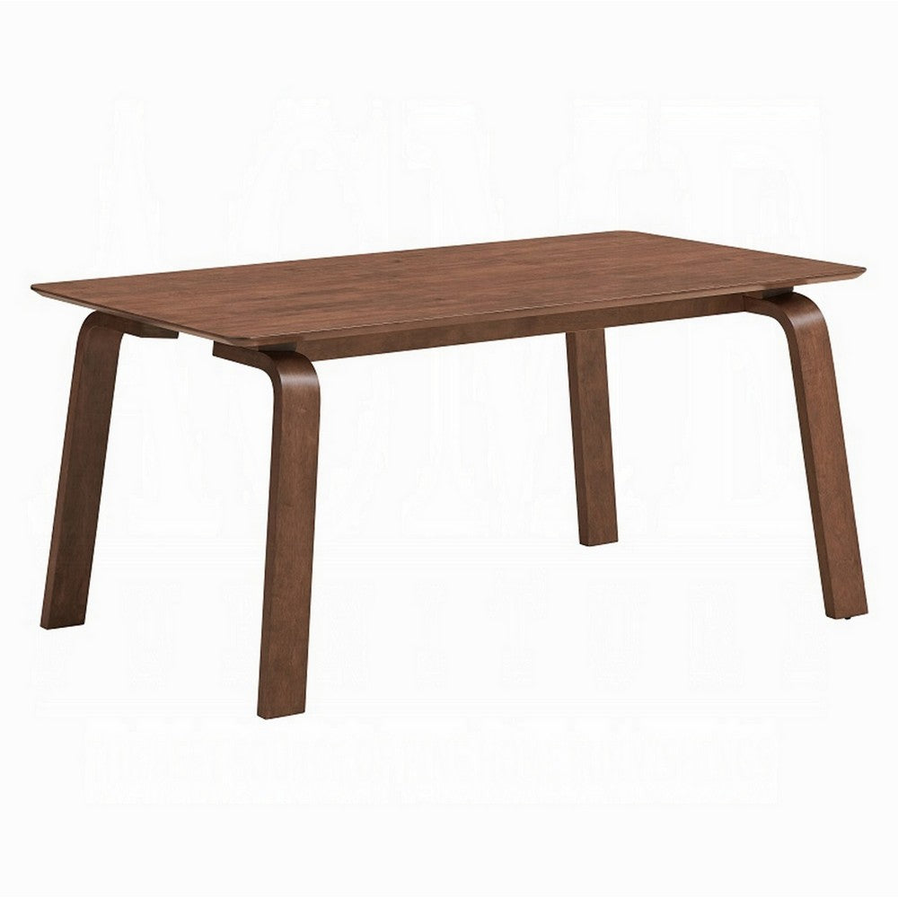 Kinni Dining Table, Walnut Brown Wood, Bent Legs, Rectangular 63 Inch - BM327581