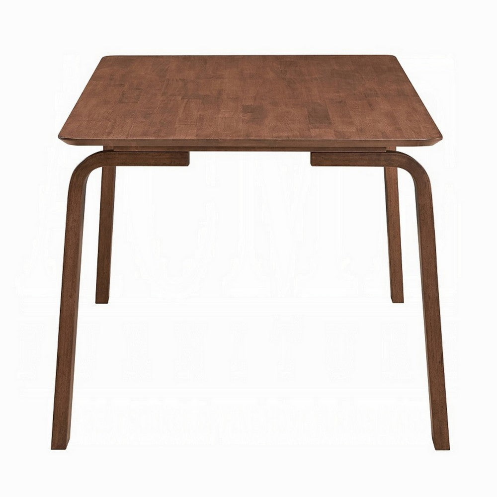 Kinni Dining Table, Walnut Brown Wood, Bent Legs, Rectangular 63 Inch - BM327581