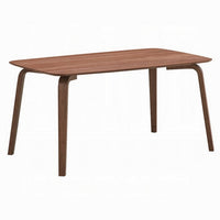 Kinni Dining Table, Walnut Brown Wood, Bent Legs, Rectangular 59 Inch - BM327582