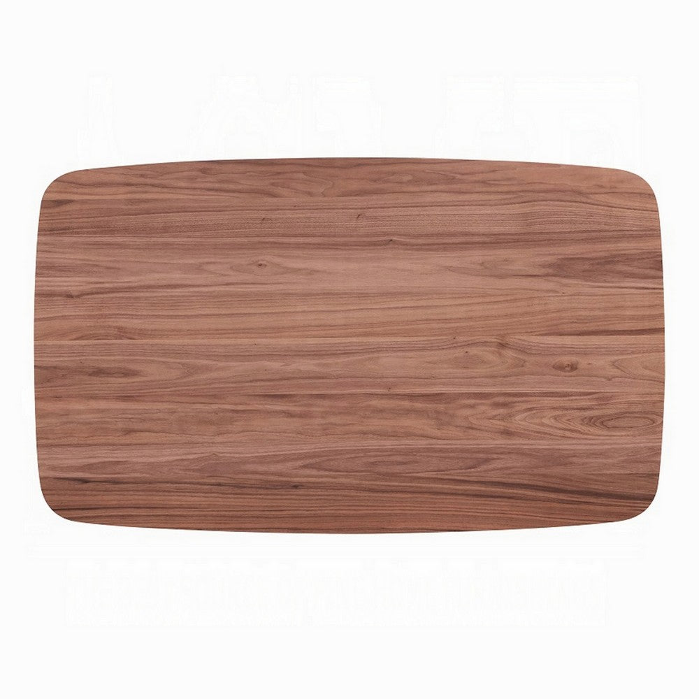 Kinni Dining Table, Walnut Brown Wood, Bent Legs, Rectangular 59 Inch - BM327582