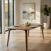 Kinni Dining Table, Walnut Brown Wood, Bent Legs, Rectangular 59 Inch - BM327582