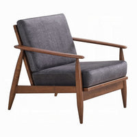 Lissa Accent Chair, Charcoal Gray Soft Cushioning, Brown Wood Frame - BM327583
