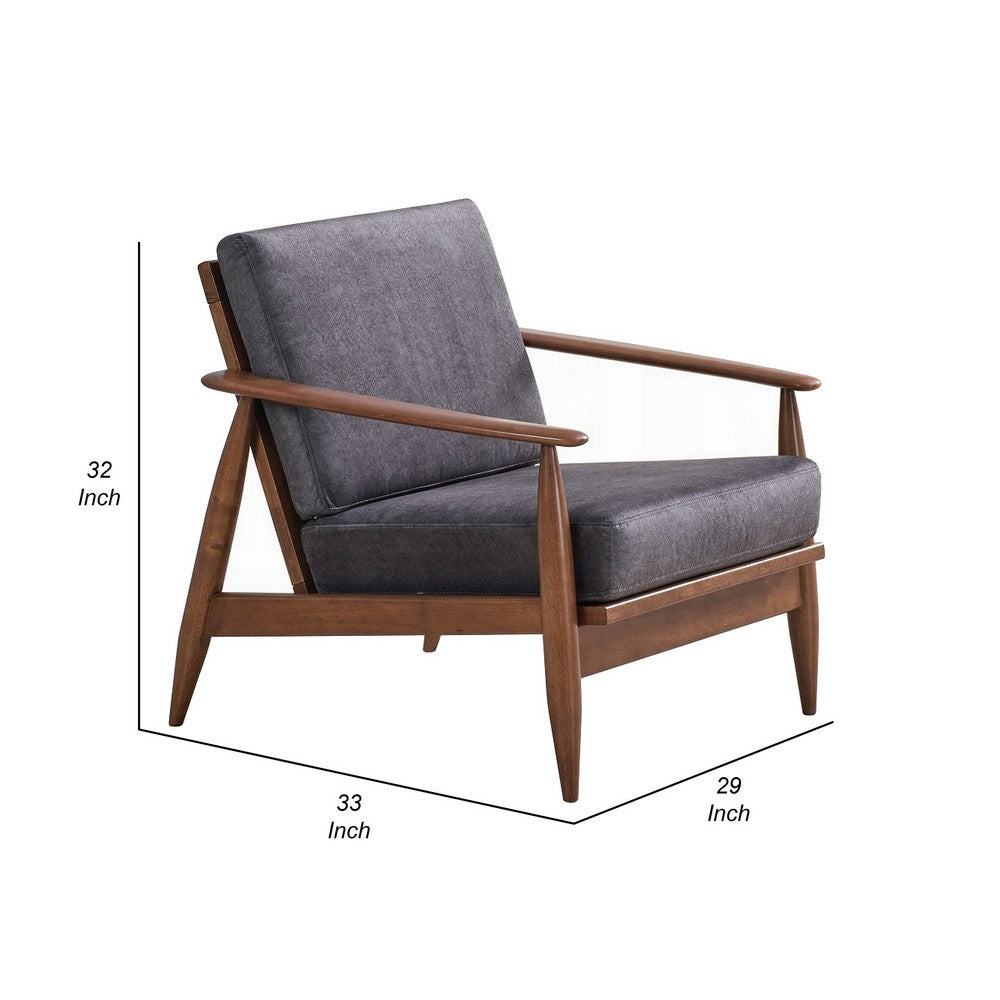 Lissa Accent Chair, Charcoal Gray Soft Cushioning, Brown Wood Frame - BM327583