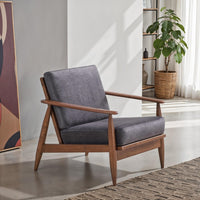 Lissa Accent Chair, Charcoal Gray Soft Cushioning, Brown Wood Frame - BM327583