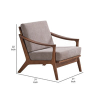 Liama Accent Chair, Light Brown Fabric, Soft Cushioning, Brown Wood - BM327584