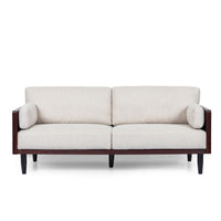 Sofa, 77 Inch, 2 Seater, Retro Style Tapered Wood Legs, Plush Beige -BM327683