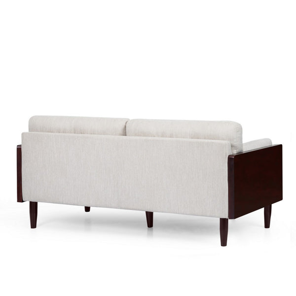 Sofa, 77 Inch, 2 Seater, Retro Style Tapered Wood Legs, Plush Beige -BM327683