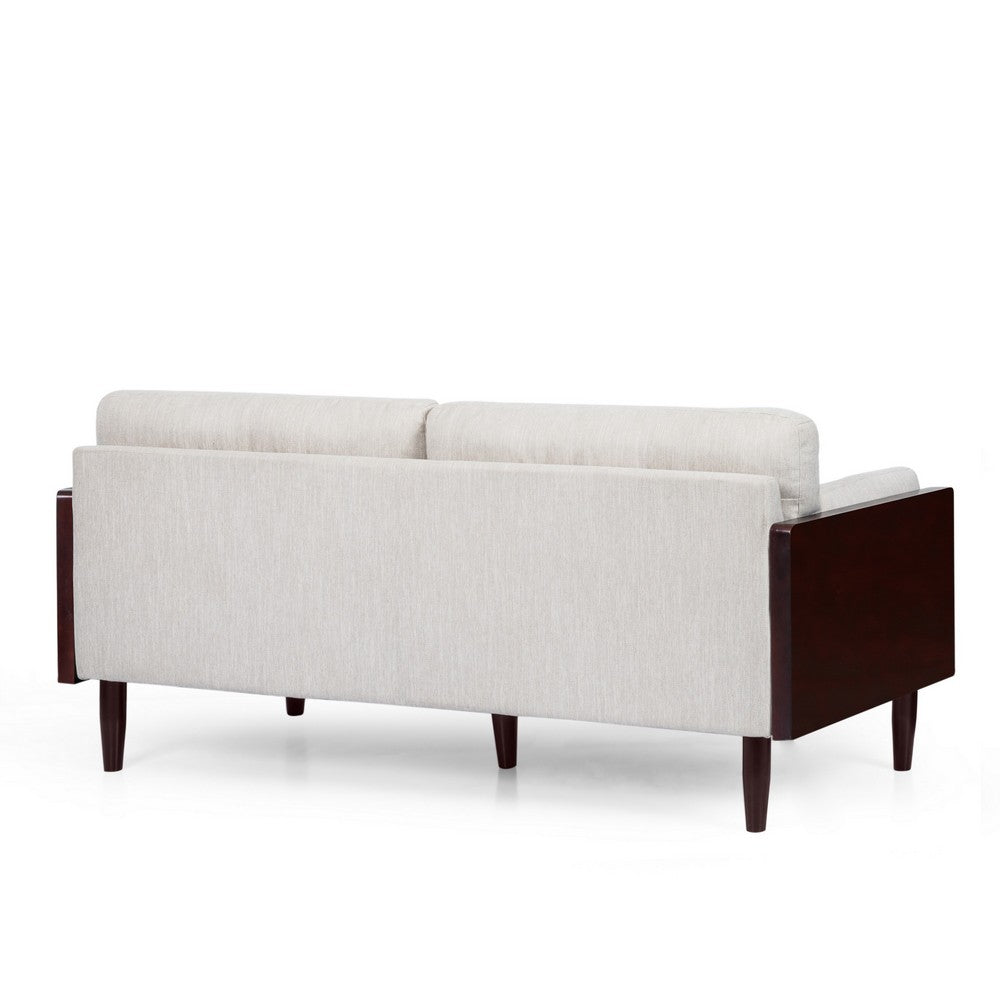 Sofa, 77 Inch, 2 Seater, Retro Style Tapered Wood Legs, Plush Beige -BM327683