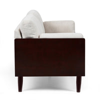 Sofa, 77 Inch, 2 Seater, Retro Style Tapered Wood Legs, Plush Beige -BM327683