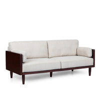 Sofa, 77 Inch, 2 Seater, Retro Style Tapered Wood Legs, Plush Beige -BM327683