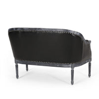 Sofa, 50 Inch, Button Tufted Design, Birch Wood, Black Faux Leather -BM327684