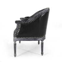 Sofa, 50 Inch, Button Tufted Design, Birch Wood, Black Faux Leather -BM327684