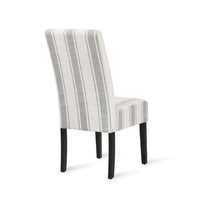 Dinner Chair Set of 2, Retro Style Armless Design, White Gray Stripes -BM327685