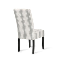 Dinner Chair Set of 2, Retro Style Armless Design, White Gray Stripes -BM327685