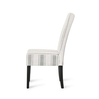 Dinner Chair Set of 2, Retro Style Armless Design, White Gray Stripes -BM327685