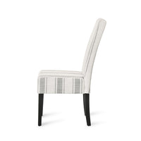Dinner Chair Set of 2, Retro Style Armless Design, White Gray Stripes -BM327685