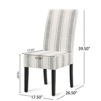 Dinner Chair Set of 2, Retro Style Armless Design, White Gray Stripes -BM327685