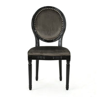 Dining Chair Set of 2, Traditional Style, Black Velvet, Birch Wood -BM327687