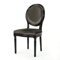 Dining Chair Set of 2, Traditional Style, Black Velvet, Birch Wood -BM327687