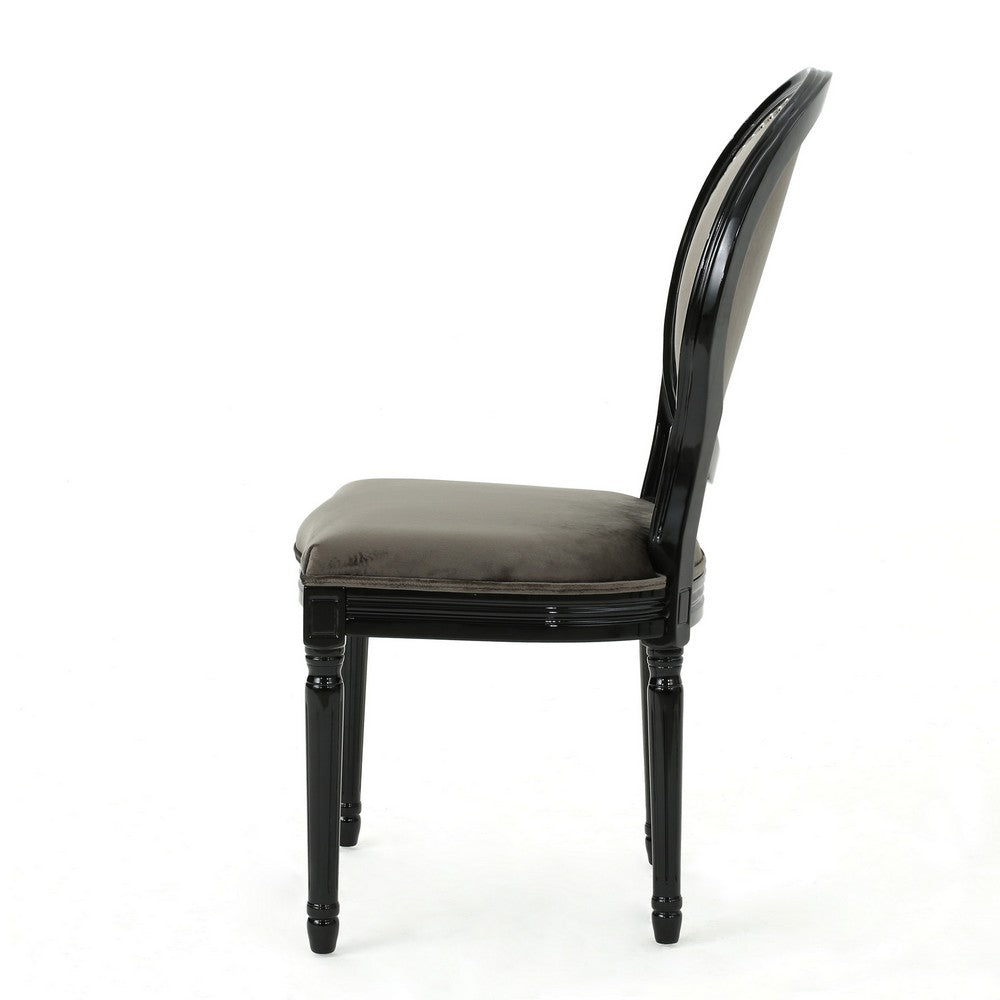 Dining Chair Set of 2, Traditional Style, Black Velvet, Birch Wood -BM327687