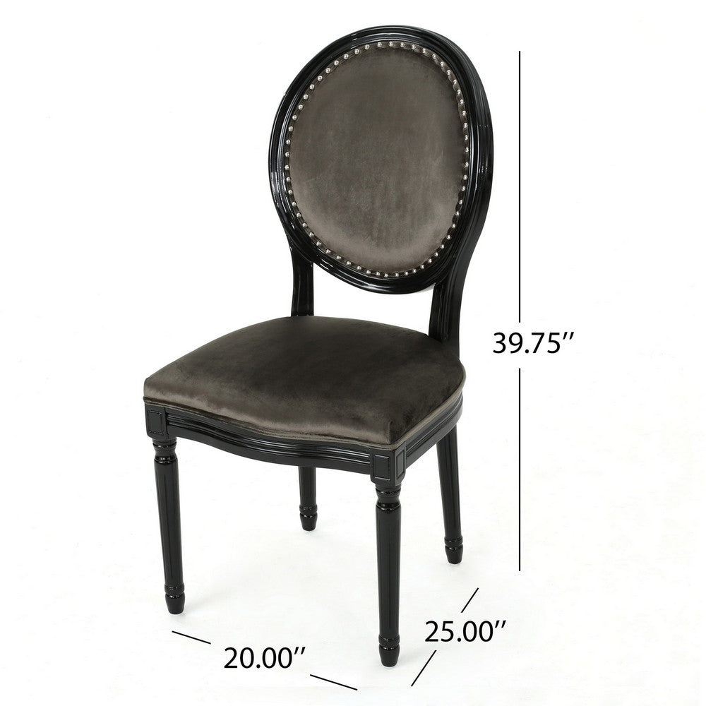Dining Chair Set of 2, Traditional Style, Black Velvet, Birch Wood -BM327687
