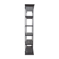 Sweet Bookcase, 85 Inch, 5 Shelves, Gray Metal Pipe Design, Fir Wood -BM327690