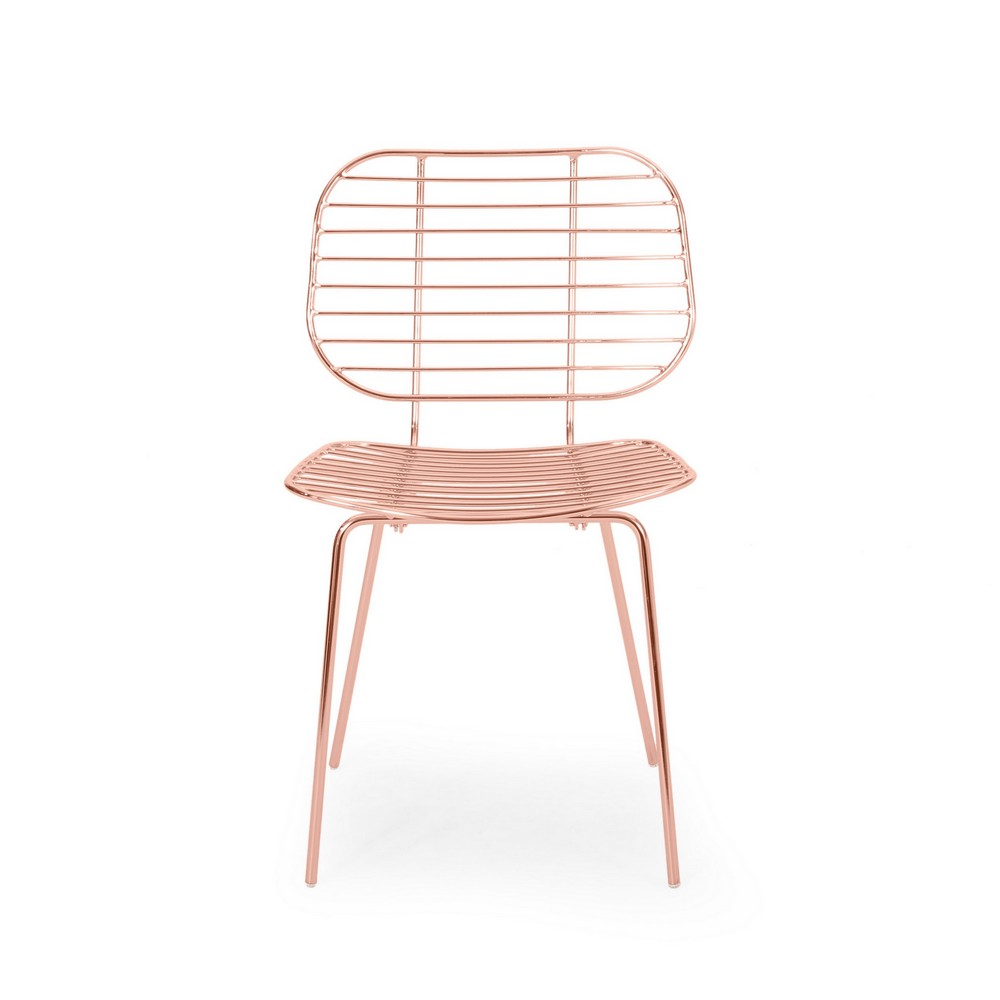 Dream Dining Chair, Iron Woven Industrial Design, Rose Gold Finish -BM327698