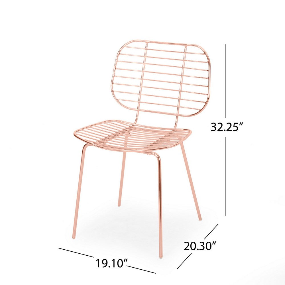 Dream Dining Chair, Iron Woven Industrial Design, Rose Gold Finish -BM327698