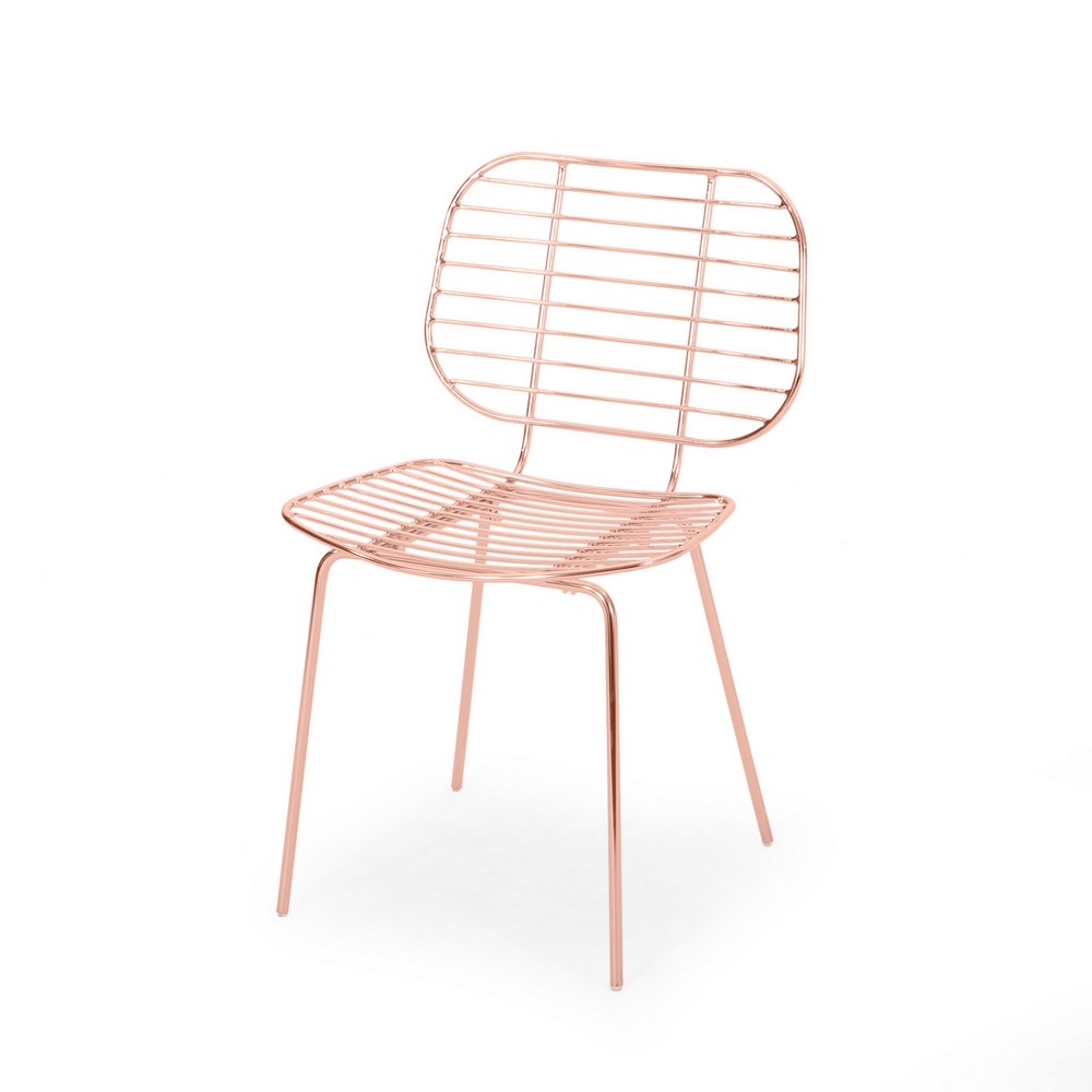 Dream Dining Chair, Iron Woven Industrial Design, Rose Gold Finish