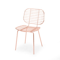 Dream Dining Chair, Iron Woven Industrial Design, Rose Gold Finish