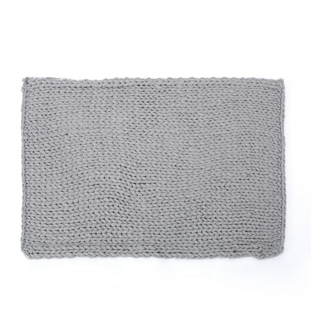 Moon Throw Blanket, 60 Inch, Knitted Design, Acrylic, Silvery Gray -BM327699