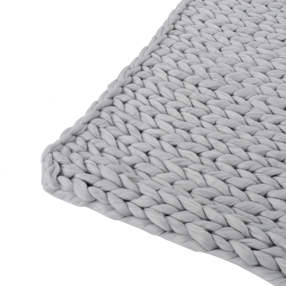 Moon Throw Blanket, 60 Inch, Knitted Design, Acrylic, Silvery Gray -BM327699