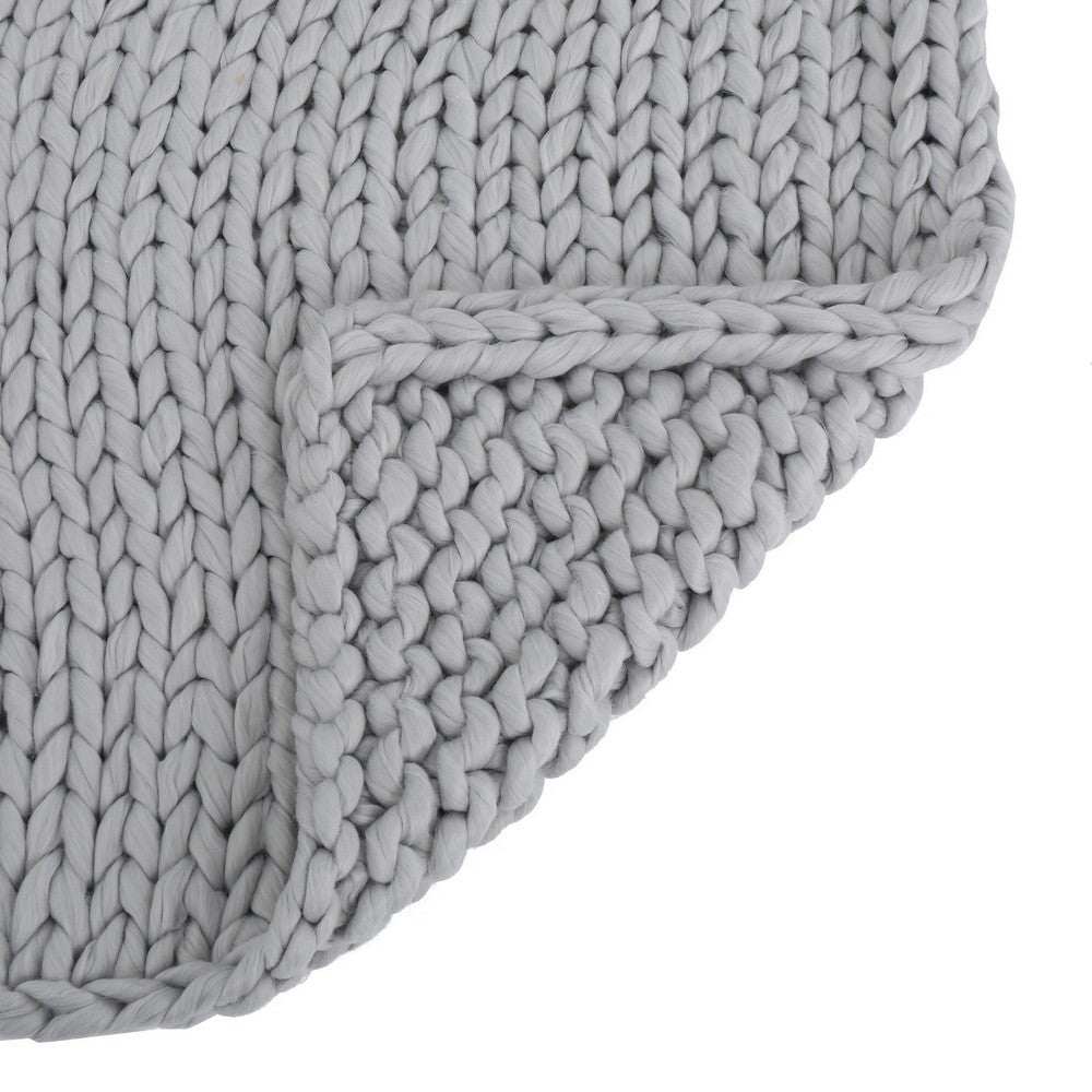 Moon Throw Blanket, 60 Inch, Knitted Design, Acrylic, Silvery Gray -BM327699
