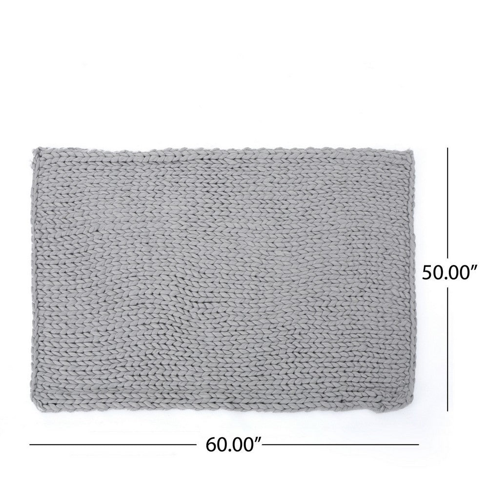 Moon Throw Blanket, 60 Inch, Knitted Design, Acrylic, Silvery Gray -BM327699