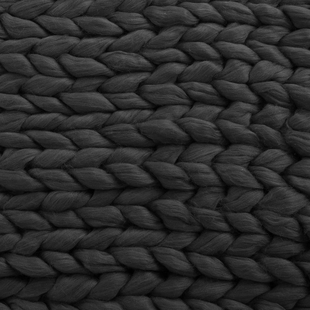 Moon Throw Blanket, 60 Inch, Knitted Design, Acrylic, Dark Gray Finish -BM327701