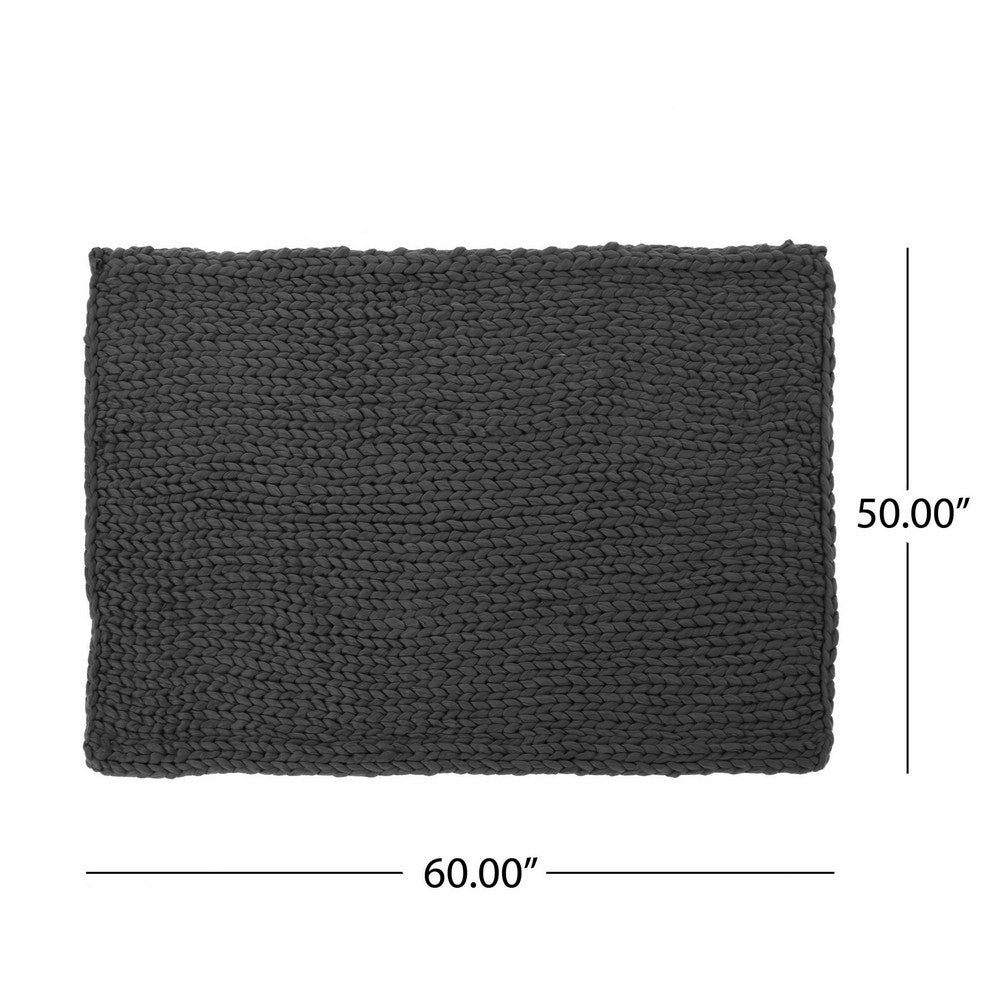 Moon Throw Blanket, 60 Inch, Knitted Design, Acrylic, Dark Gray Finish -BM327701