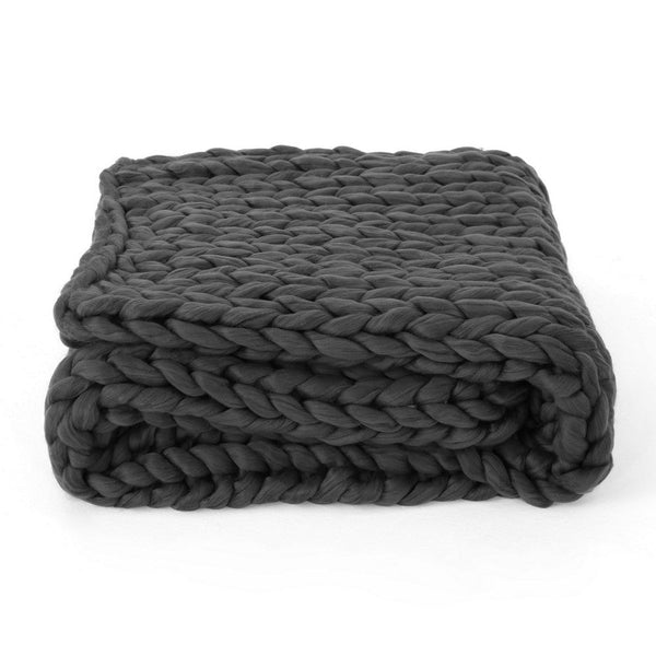 Moon Throw Blanket, 60 Inch, Knitted Design, Acrylic, Dark Gray Finish