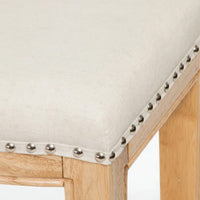 Barstool Set of 2, Footrests and Nailhead Trim, Beige, Natural Brown -BM327702