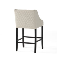 Cross Barstool Chair, Curved Armrest Design, Ivory Bonded Leather -BM327703