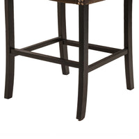 Cross Barstool Chair, Curved Armrest Design, Dark Brown Bonded Leather -BM327704
