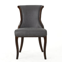 Dining Side Chair Set of 2, Button Tufted Brown Microfiber Upholstery -BM327705