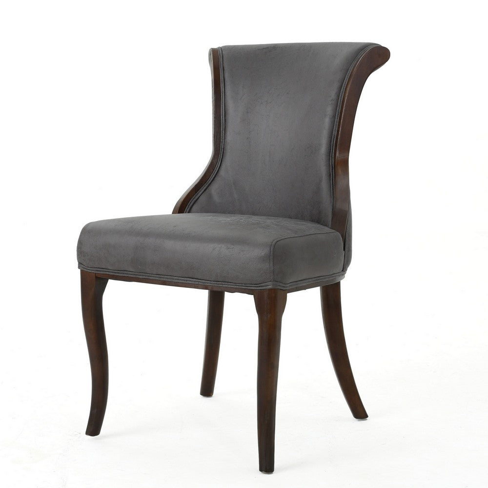 Dining Side Chair Set of 2, Button Tufted Brown Microfiber Upholstery -BM327705