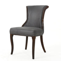 Dining Side Chair Set of 2, Button Tufted Brown Microfiber Upholstery -BM327705