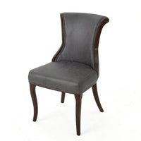 Dining Side Chair Set of 2, Button Tufted Brown Microfiber Upholstery -BM327705